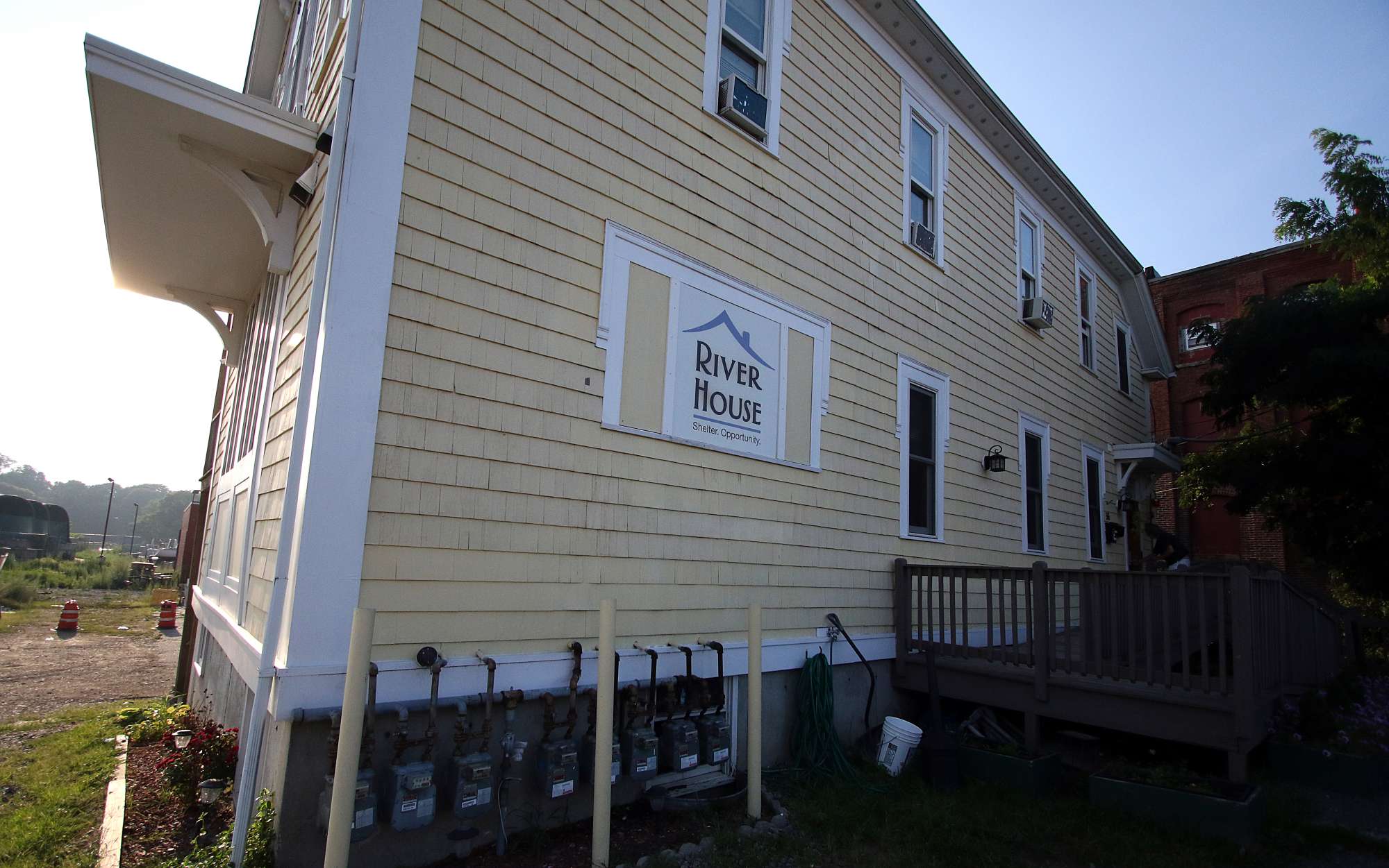 A photograph of the back of the River House.