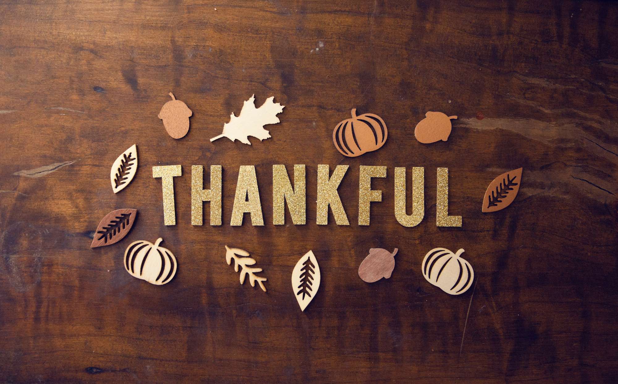 The Word Thankful Written with Thanksgiving Theme