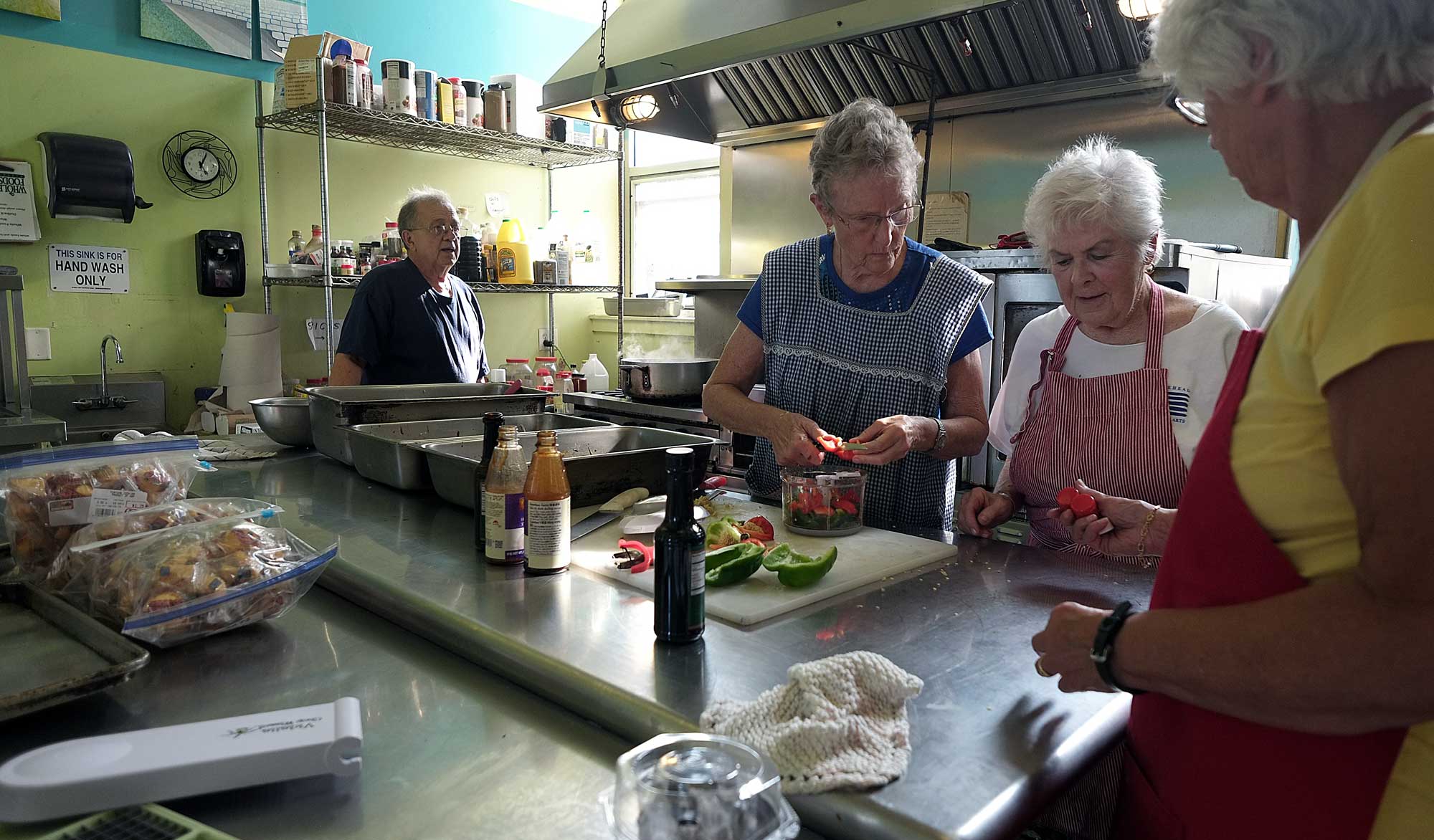 women making salad