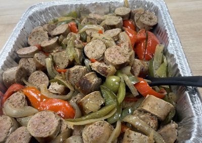 sausage with cooked veggies
