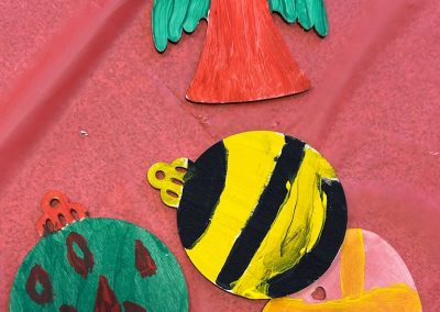 Ornaments that have been hand decorated.