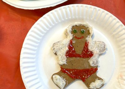 Decorated gingerbread man cookie.