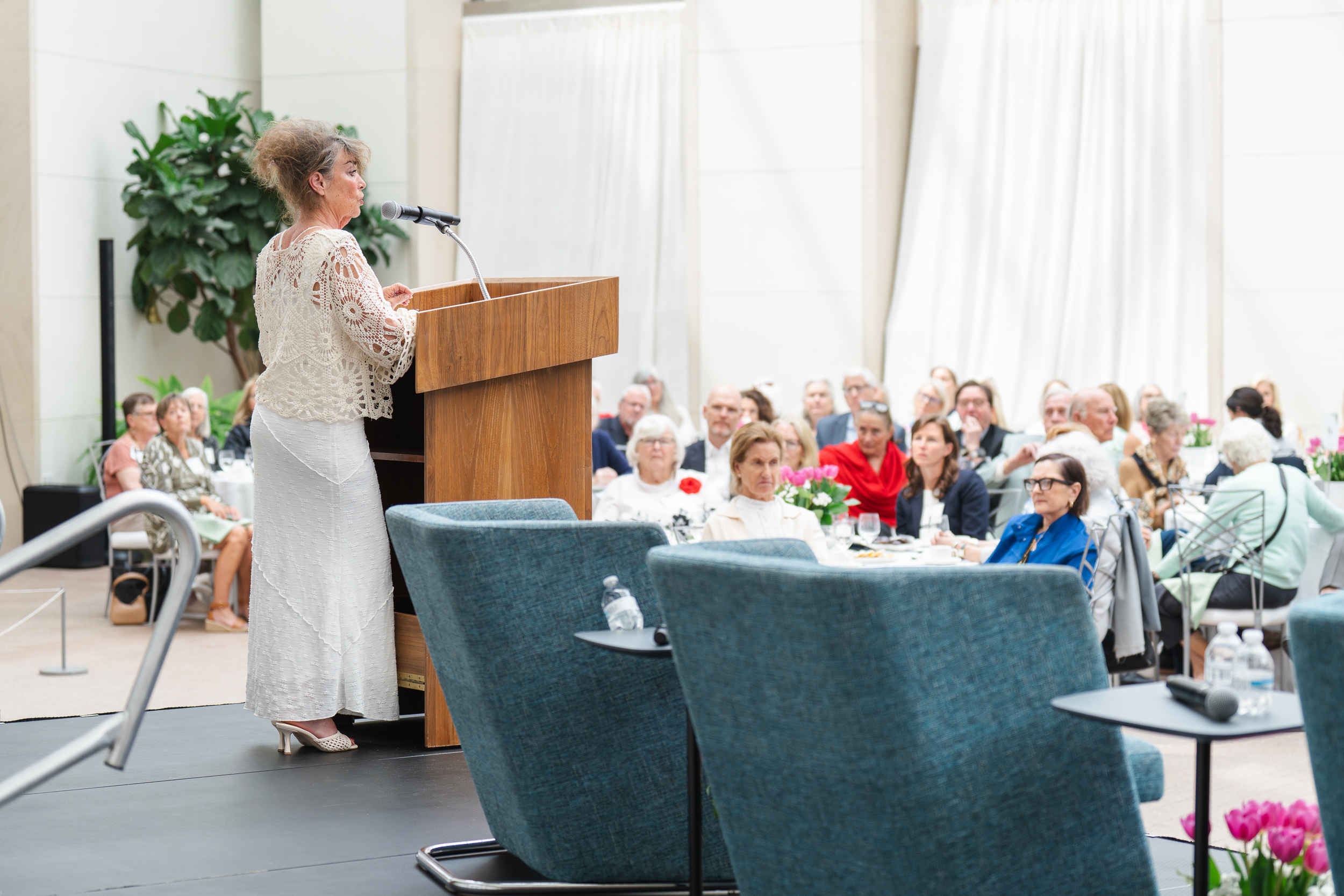 Female address the guests